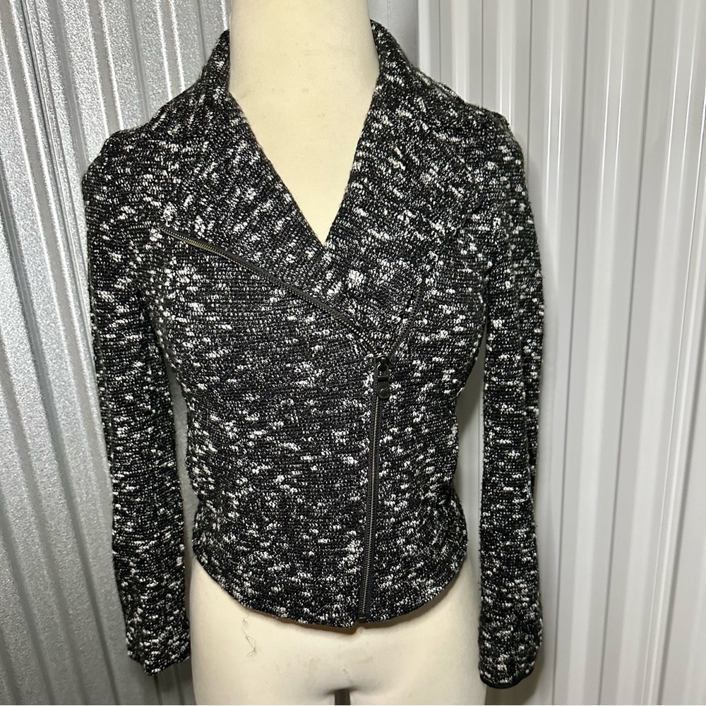 Banana Republic Size 6 Tweed Moto Sweater Jacket/Cardigan